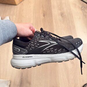 Brooks Glycerin 20 Shoes Womens 8 Black White Mesh Lace Up Comfort Sneakers